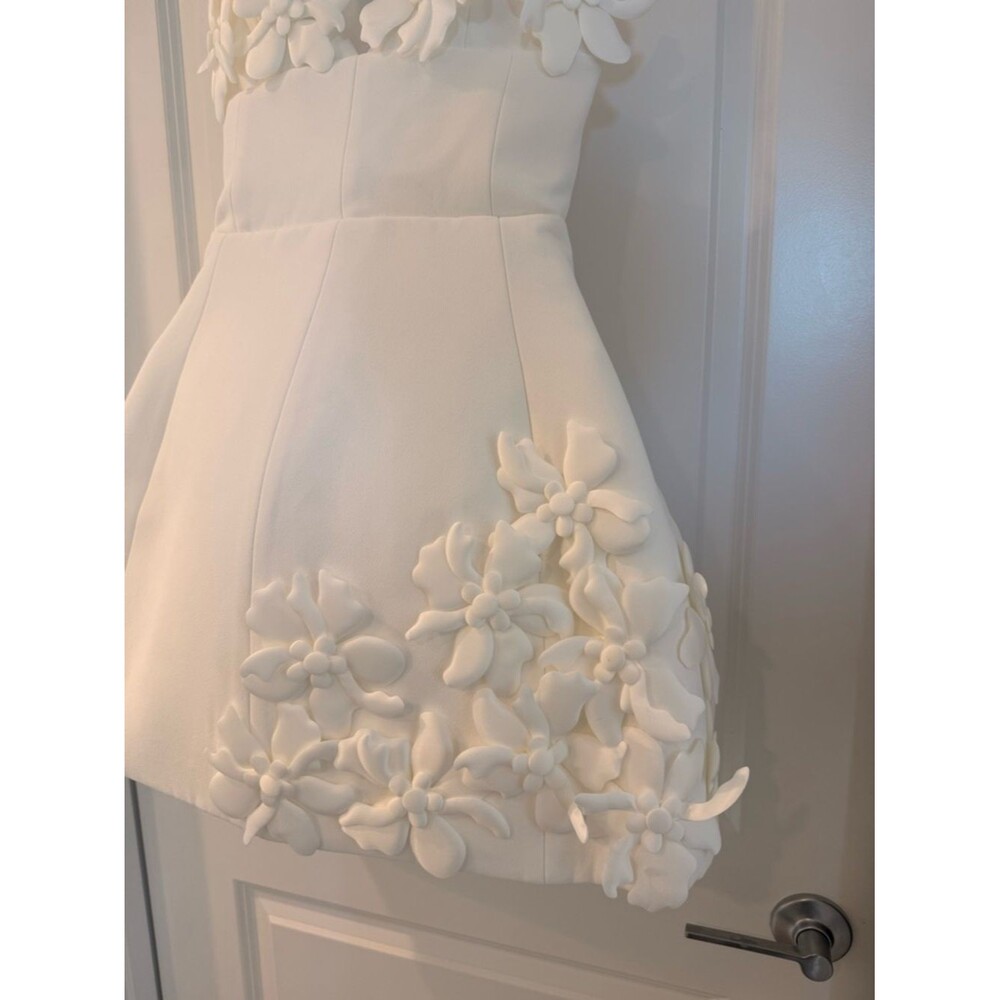 New BRONX BANCO Emma White Floral Appliqué Strap Mini Wedding Dress - Picture 6 of 15